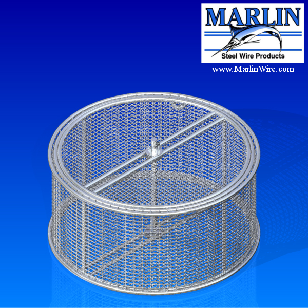 Round Wire Basket with Lid 672002 Marlin Steel
